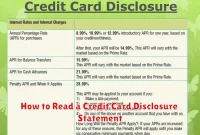 How to Read a Credit Card Disclosure Statement