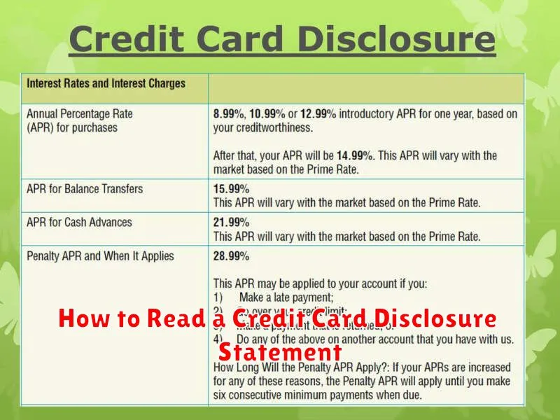 How to Read a Credit Card Disclosure Statement